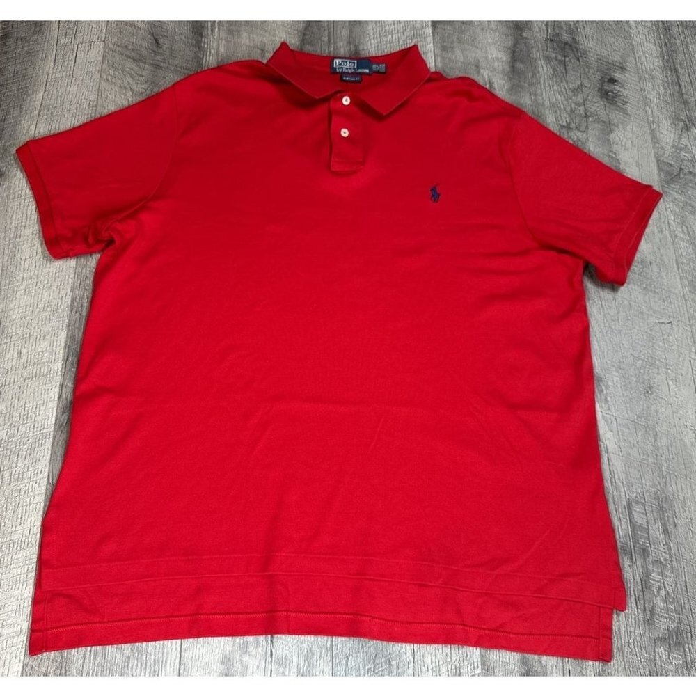 Vintage Polo Ralph Lauren‎ Shirt Mens 2XL Red Soft Knit Custom Fit Golf Preppy